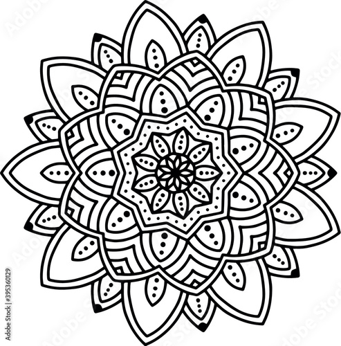 Luxury ornamental mandala Pattern Design Vector Illustration in Black and White color