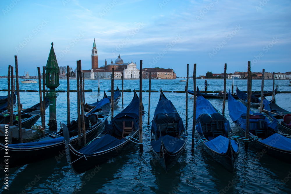 Gondola station at the Lagoon of Venice