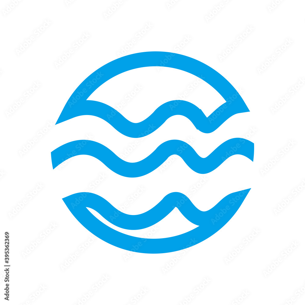 Water waves logo. Sea flowing sign. Water symbol
