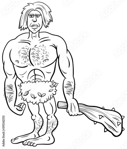 prehistoric primitive man cartoon coloring book page