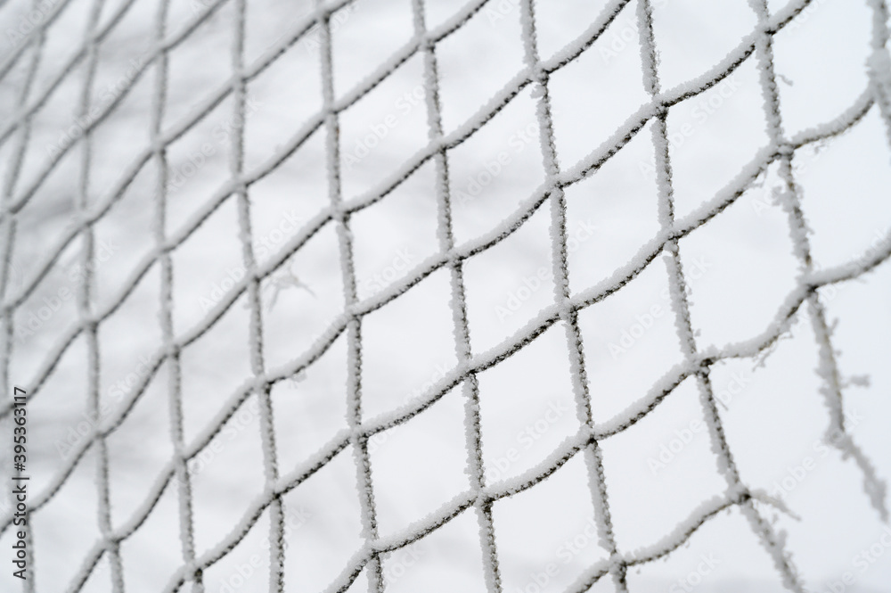 Fototapeta premium rag net in frost on a white background