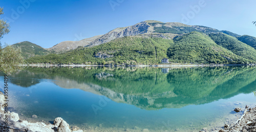 Genzana range and Scanno lake, Abruzzo, Italy photo