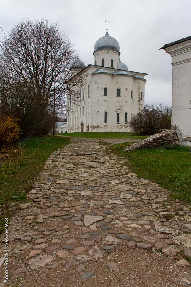 Yuriev monastery, bell tower, Veliky Novgorod, autumn 2020