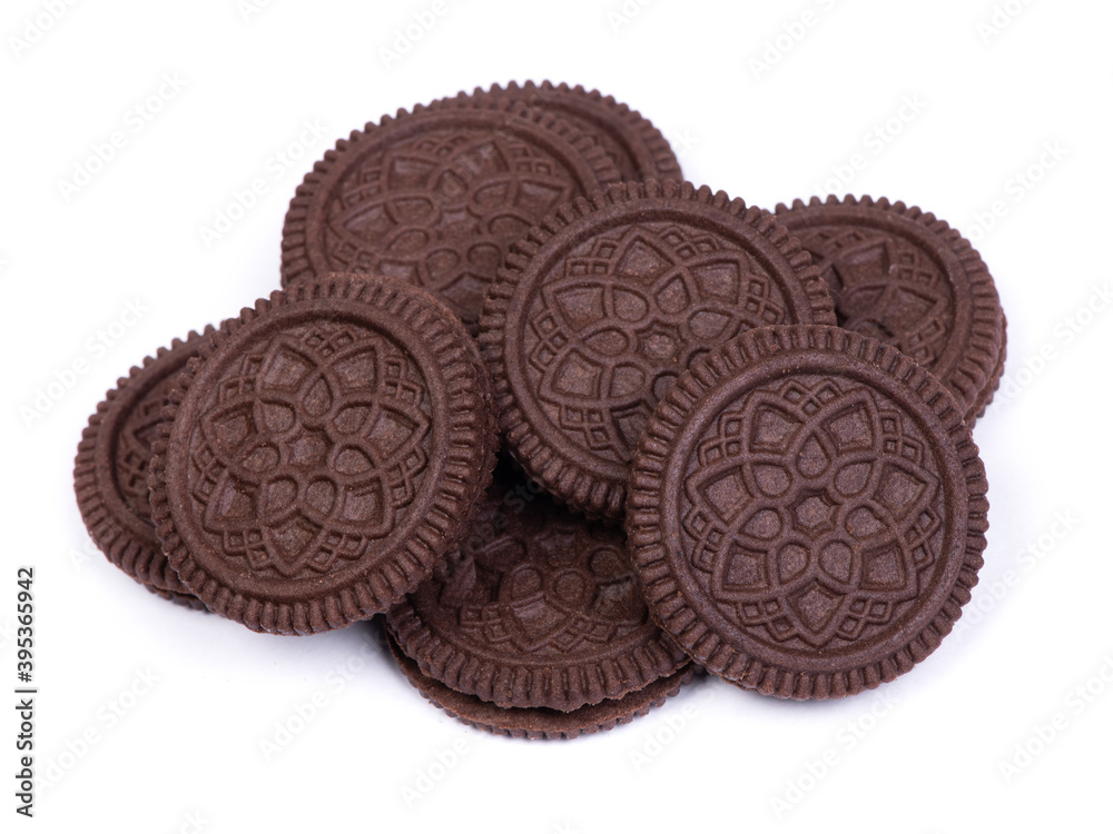Heap of double chocolate cookies with filling Heap of double chocolate cookies with filling