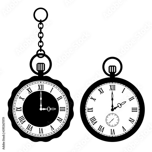 Old pocket watch vector icon