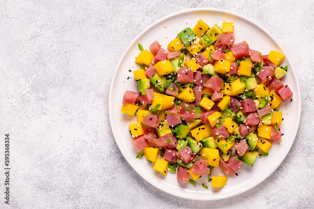 Tuna mango avocado salad tartare. Tuna mango avocado salad tartare.