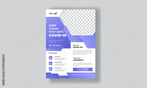 Stay home stay safe promotion flyer poster design, Editable COVID 19 Coronavirus Campaign Flyer and Poster Design