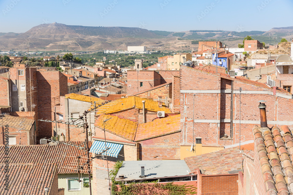 cityscape over Fraga city, province of Huesca, Aragon, Spain