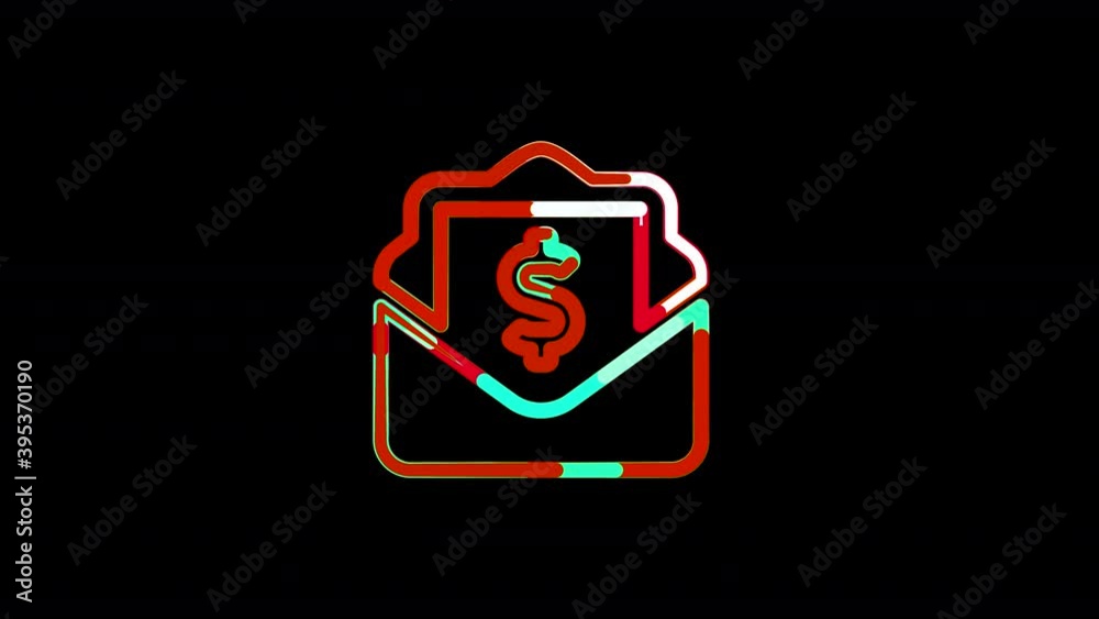 Circles gather in symbol envelope open dollar. After it crumbles in a line and moves to the camera. Alpha channel black Circles gather in symbol envelope open dollar. After it crumbles in a line and moves to the camera. Alpha channel black