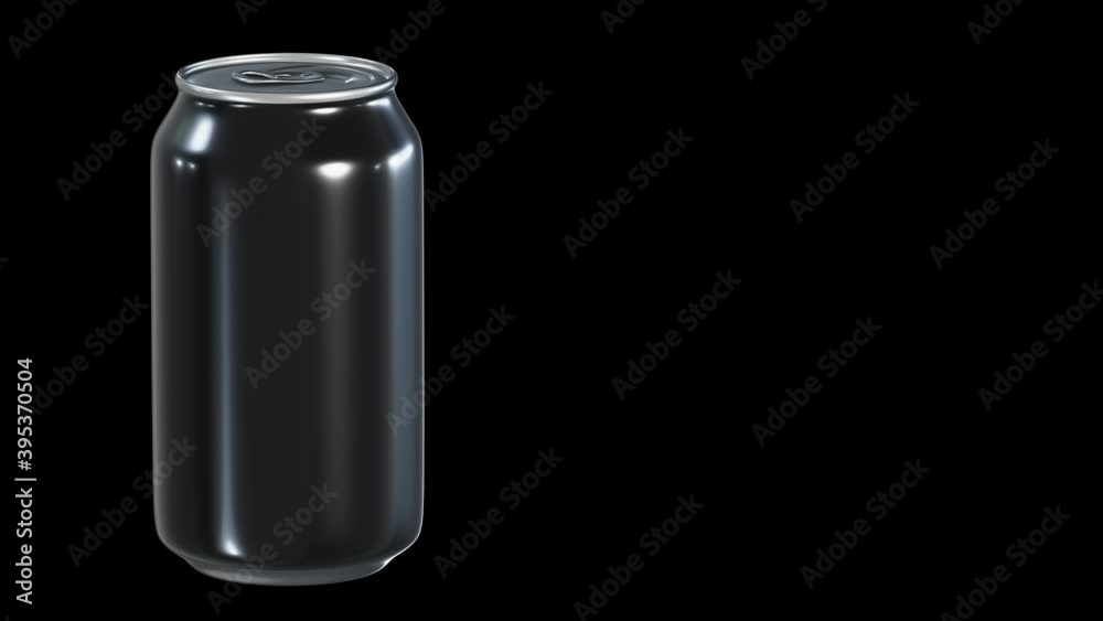 Realistic 360-degree seamless looping spin of the black aluminum alcohol or soft drink tin can rendered in UHD as PNG RGB ( rgb+alpha ). Transparent background. Realistic 360-degree seamless looping spin of the black aluminum alcohol or soft drink tin can rendered in UHD as PNG RGB ( rgb+alpha ). Transparent background.