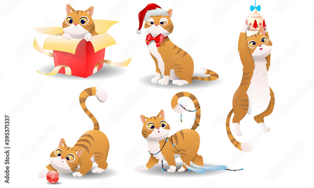 Fototapeta premium Cartoon christmas cat