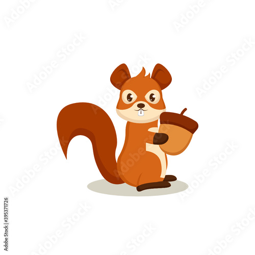 Cute yellow brown squirrel forest animal