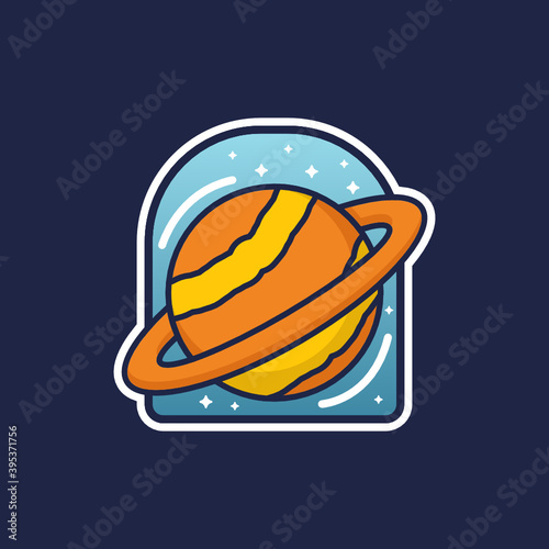 Space UFO vintage emblem logo design