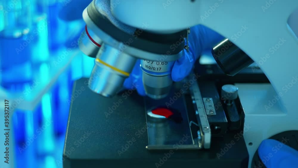 Close up of microscope in laboratory, Science and technology healthcare concept Close up of microscope in laboratory, Science and technology healthcare concept