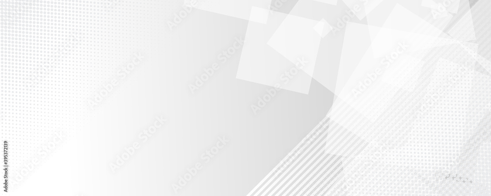 Fototapeta premium White grey gray banner web template abstract white square shape with futuristic concept background