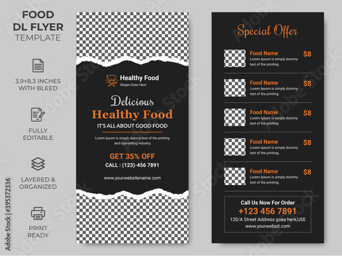 Rack Card Food DL Flyer Template, simple style and modern layout