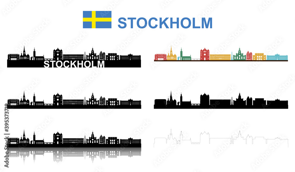 Αυτοκόλλητο Stockholm Schweden, großes Set