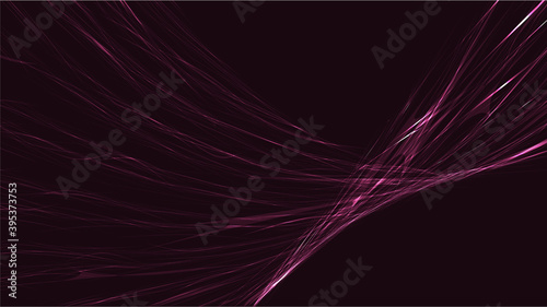 Violet abstract digital high-tech magical cosmic energy electric bright glowing light texture background of strips, energetic lines, threads intertwined together and copy space. 