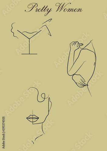 Minimalistic illustrations, art, women