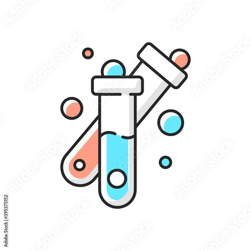 Test tube RGB color icon. Laboratory glassware. Chemical and biological experimentation. Handling and culturing live organisms. Lab and scientific equipment. Isolated vector illustration