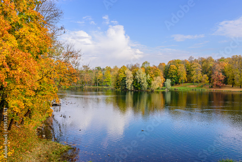 Picturesque Park in autumn in Gatchina town, a suburb of Saint Petersburg, Russia