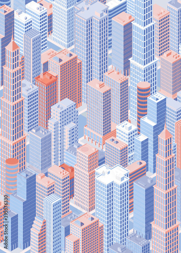 Isometric cityscape. Vector illustration in flat design.