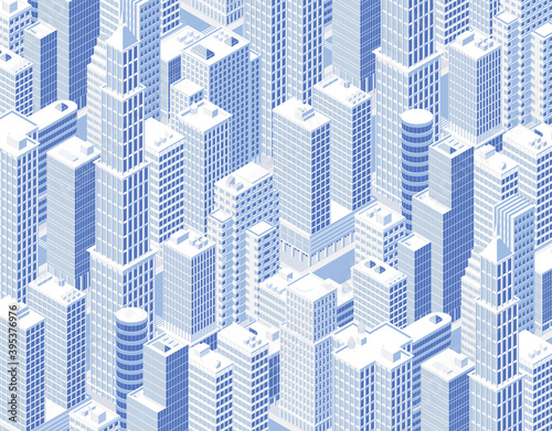 Isometric city skyline. Vector illustration in flat design.