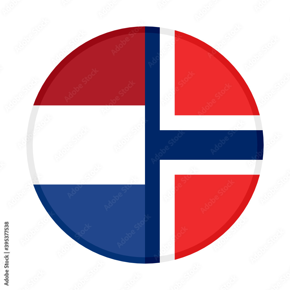 round icon with netherlands and norway flags, isolated on white background round icon with netherlands and norway flags, isolated on white background