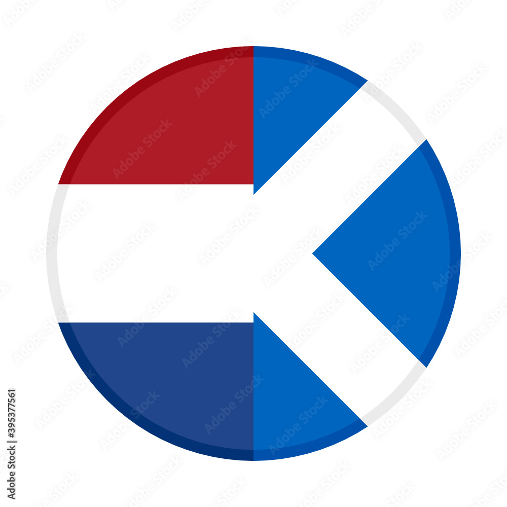 round icon with netherlands and scotland flags, isolated on white background round icon with netherlands and scotland flags, isolated on white background
