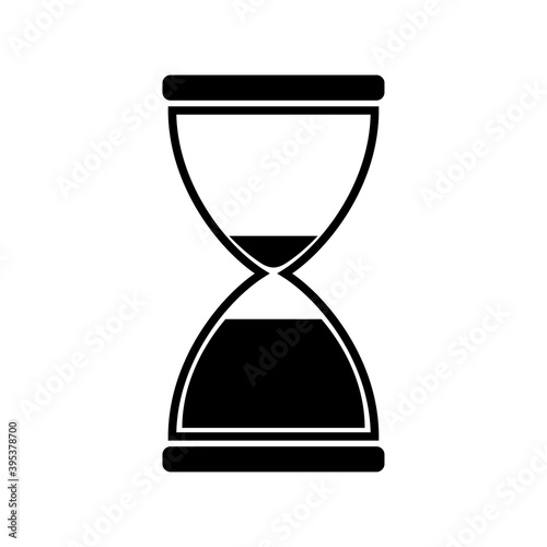 Black and white hourglass icon. Vector