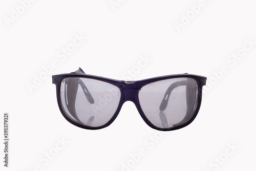 black safety glasses for work, isolate on white background