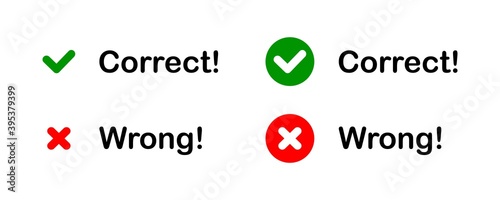 Set checkmark icons set. Correct and wrong concept. Tick and cross sign. Vector