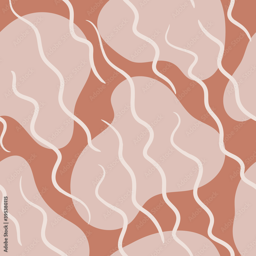 Samless abstract pattern with organic fluid shapes and lines. Vector background
