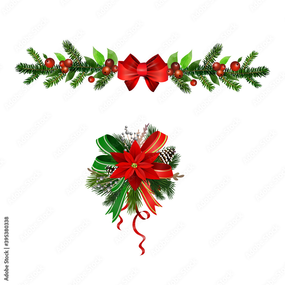 Christmas Holly brunches decoration vector Christmas Holly brunches decoration vector