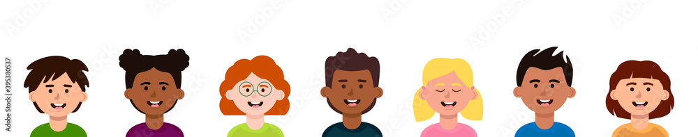 Various portraits of children. Multi-ethnic funny young people. Various portraits of children. Multi-ethnic funny young people.