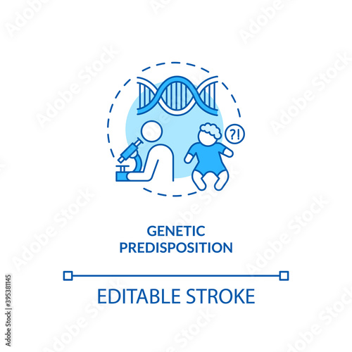 Genetic predisposition concept icon. Chronic fatigue risk inheriting idea thin line illustration. Physical and psychosocial stress. Vector isolated outline RGB color drawing. Editable stroke