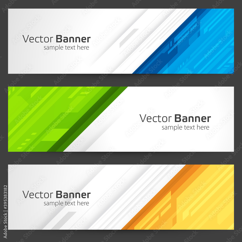 Fototapeta premium Abstract banner from geometric shapes vector template. Creative blue design with gradient green coating.