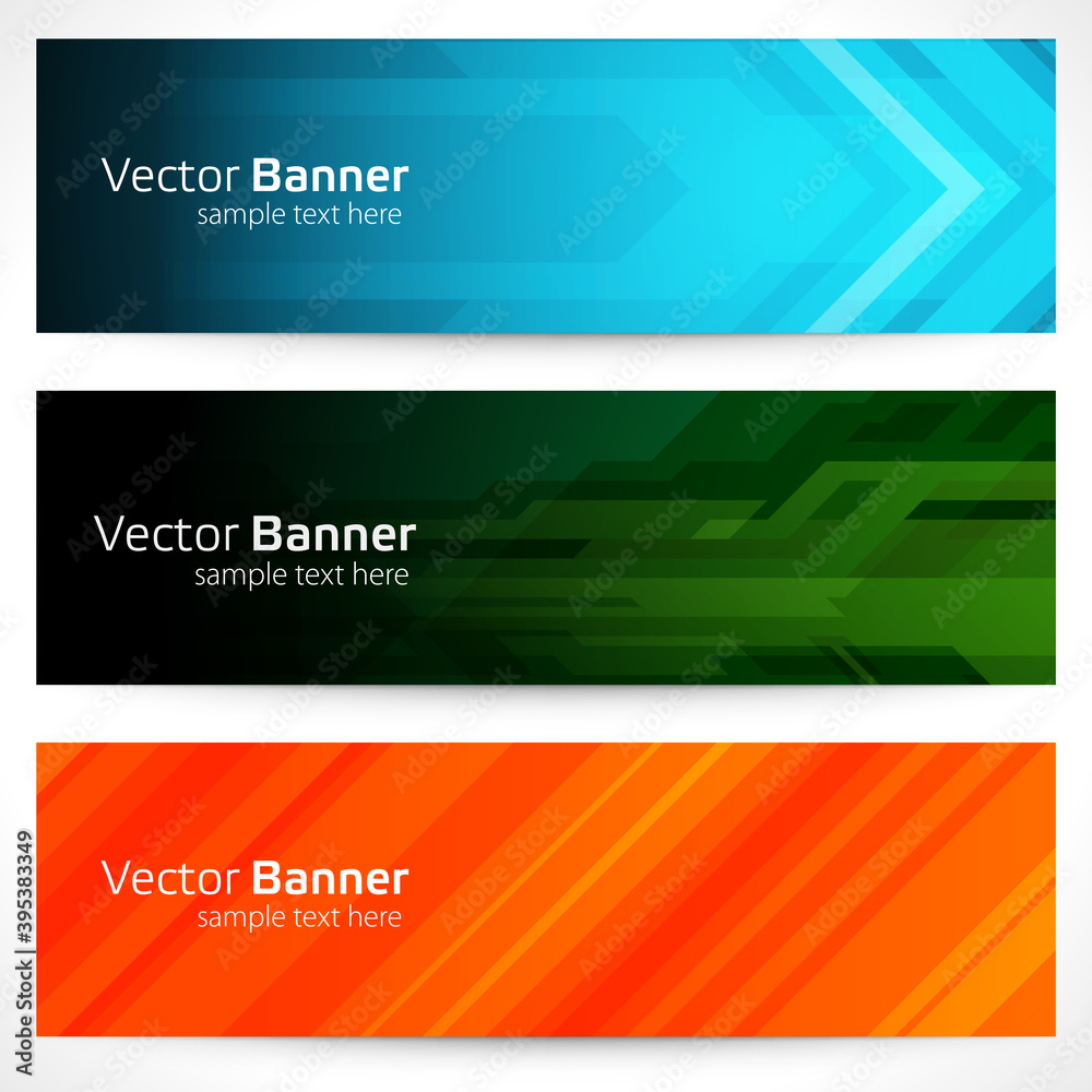 Abstract geometric banner from curved lines vector template. Blue swept design with dynamic gradient and green futuristic stripes Abstract geometric banner from curved lines vector template. Blue swept design with dynamic gradient and green futuristic stripes