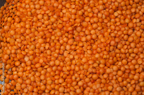 close-up raw lentil kernels