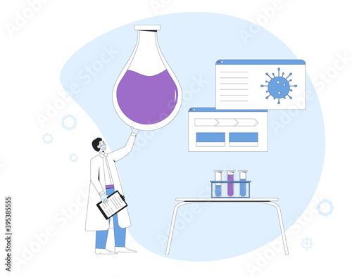 Vaccine reseach done concept. Coronavirus treatment complete development. Corona virus injection test. Laboratory finding prevention. Doctor conclude phase 3 study of covid vaccine candidate.