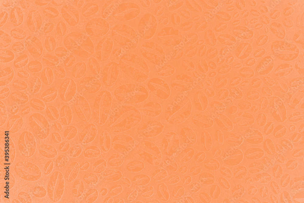 Orange shabby texture background with coffee beans pattern