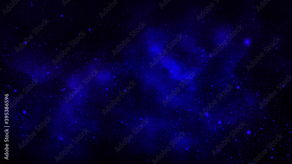 Fototapeta premium Cosmic black and blue background with stars and nebulae