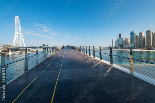 Photography Pedestrian bridge to BlueWaters Island and Dubai Ain