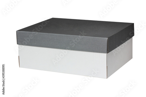shoebox with a dark lid, isolated on a white background photo
