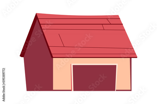 Building isolated, garage, shed cartoon vector illustration