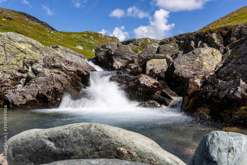 Rapids on the small stream in the mountains of Norway Rapids on the small stream in the mountains of Norway