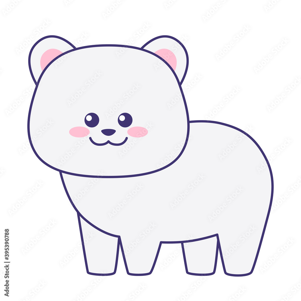 Cute polar bear isolated on a white background. Flat design for poster or t-shirt. Vector illustration