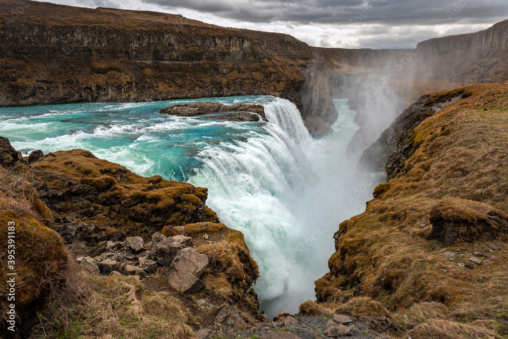 Beautiful Gullfoss waterfall in Iceland