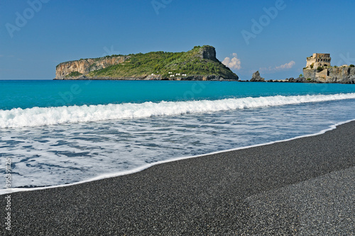 Dino Island and Fiuzzi tower, Praia a Mare, district of Cosenza, Calabria, Italy, Europe photo