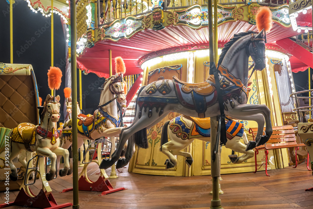 Old French carousel in a holiday park
